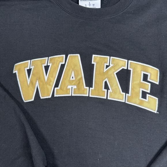 Champion Wake Forest Crewneck Sweatshirt Size Large Black Gold Demon Deacons - Picture 2 of 8